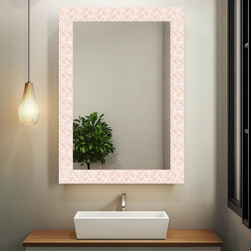 IVN Wallpaper Border Peel and Stick Wall Accent PVC Blush Pink Mosaic Tile Design 4x196 Inch for Kitchen Bathroom and Shelf Accents - Image 4